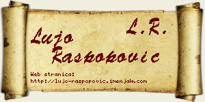 Lujo Raspopović vizit kartica
